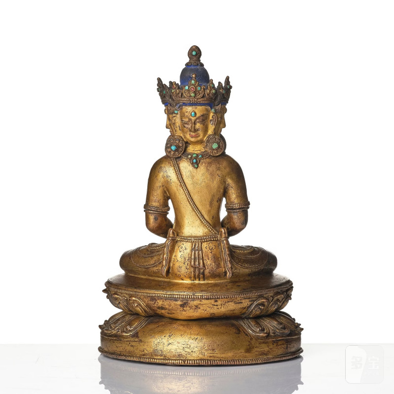 A Tibetan or Nepalese Gilt-Copper Alloy Figure of Sarvavid Vairocana, - 图4